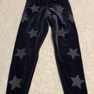 Ladies ultra core size M black velvet leggings cropped with star shapes